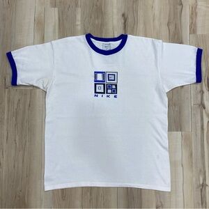Vintage 90s Nike Court Tennis t-shirt Y2K Rare Retro Hype size L white & blue